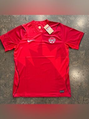 Nike Red Performance Soccer Top with Gold Accent